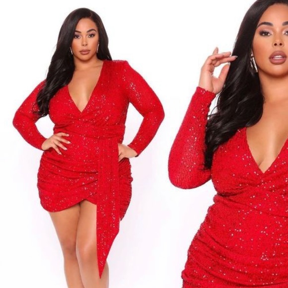 Center Stage Red Sequin Mini Cocktail Party Dress Size 1X - Picture 2 of 14